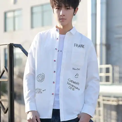 【中学生白衬衫】秋装白色长袖衬衫男孩子13岁初中学生14简约15衬衣16