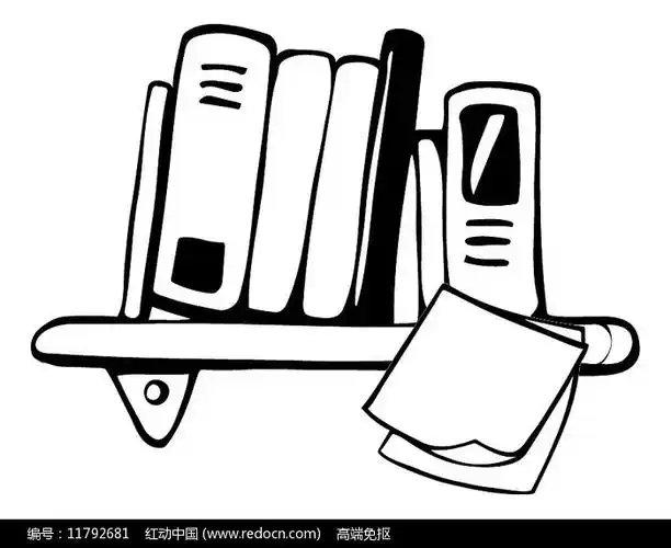 堆积书本线稿