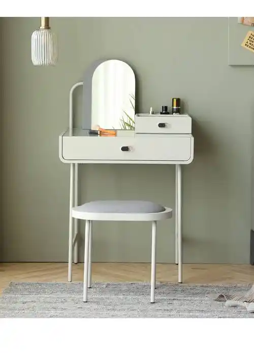 捷陆龙梳妆台一体小型梳妆台卧室简约一体小型化妆桌化妆台杏叶橙没有