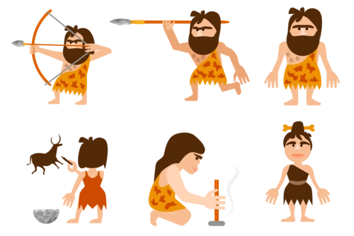 手绘原始人图片